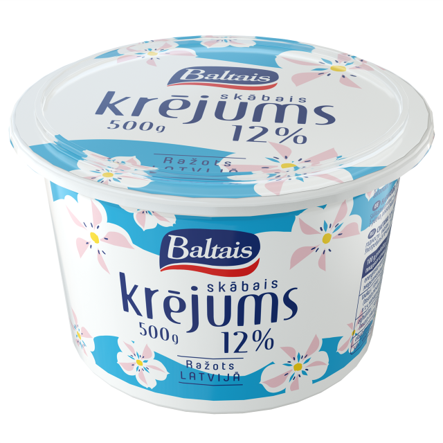 Baltais Skābais krējums 12%, 500g