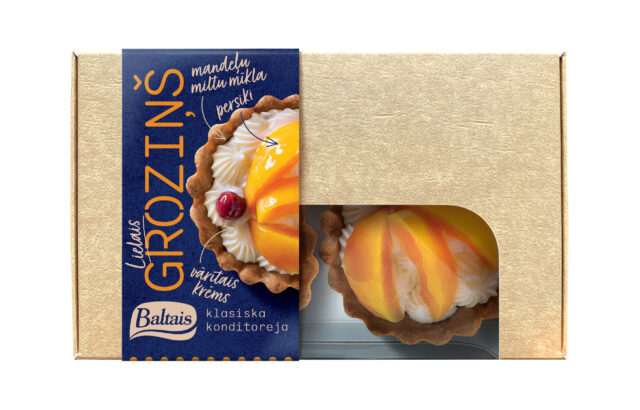 Baltais Lielais groziņš ar vārīto krēmu un persikiem, 200g