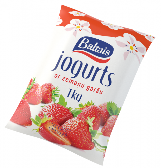 Baltais Jogurts ar zemeņu garšu, 1kg