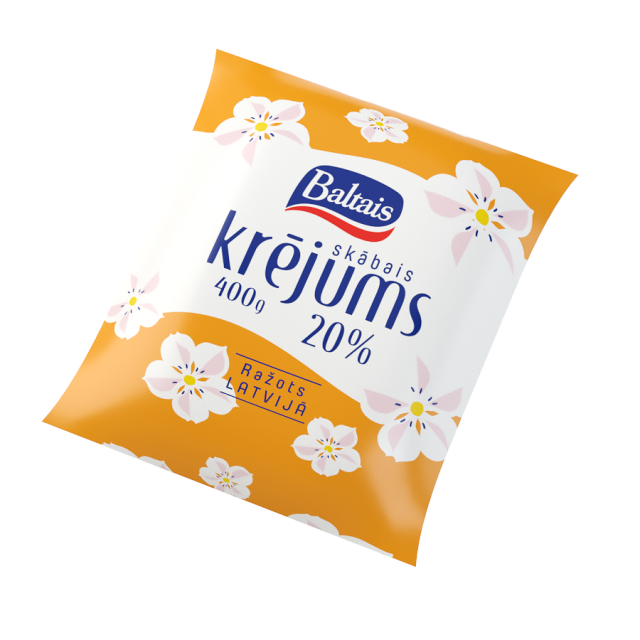 Baltais Skābais krējums 20%, 400g 