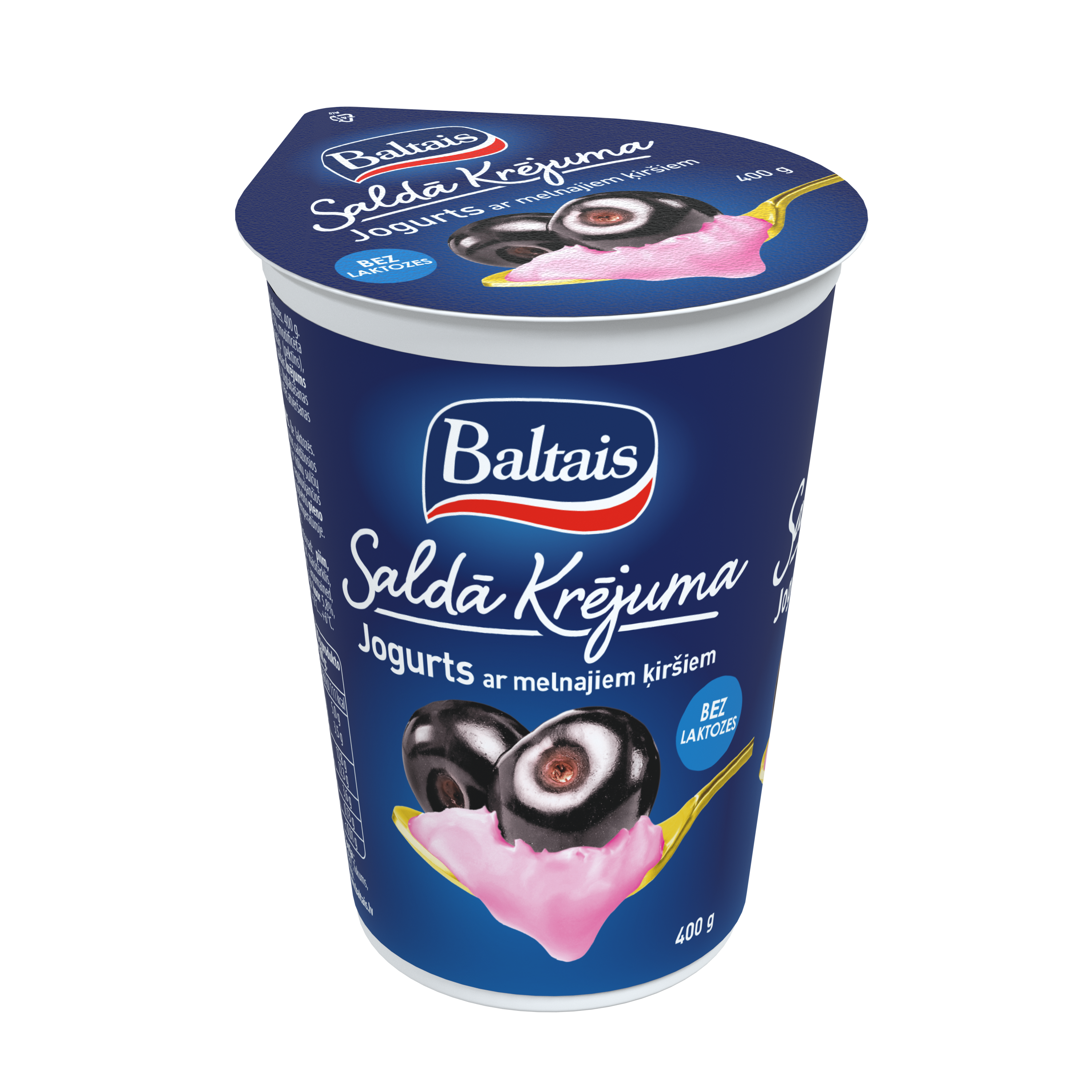 Baltais Saldā krējuma jogurts ar melnajiem ķiršiem, 400g