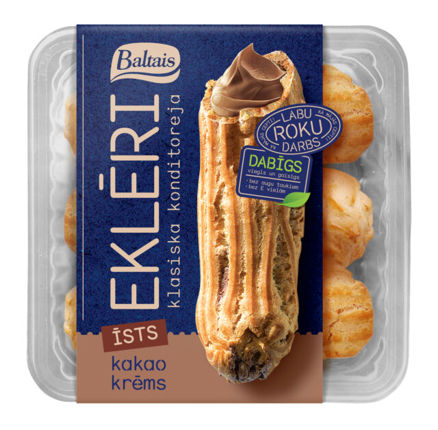 Baltais Eklēri ar kakao krēmu, 135g