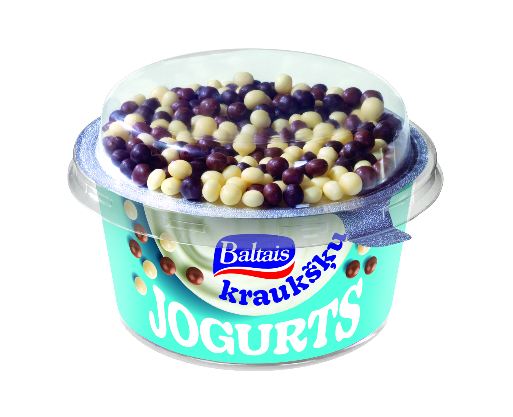 Baltais Jogurts Kraukšķu ar šokolādes rīsu kraukšķiem, 165g
