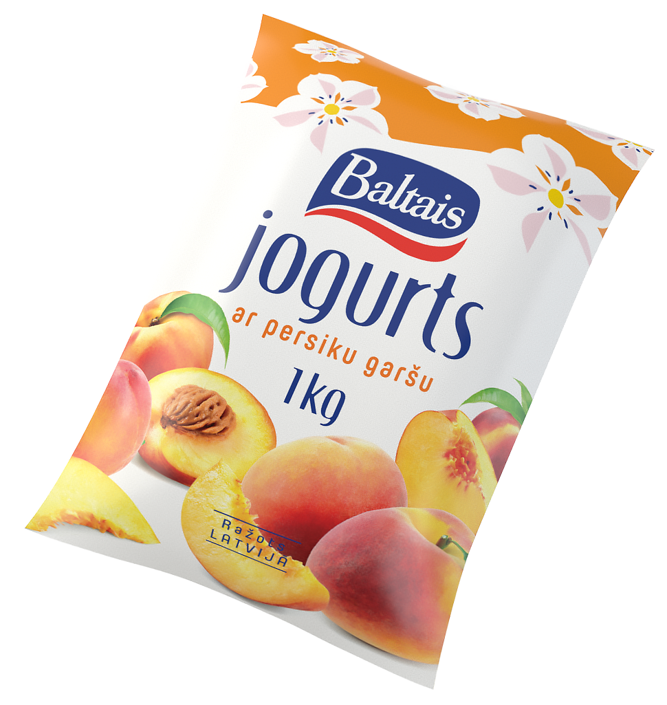 Baltais Jogurts ar persiku garšu, 1kg