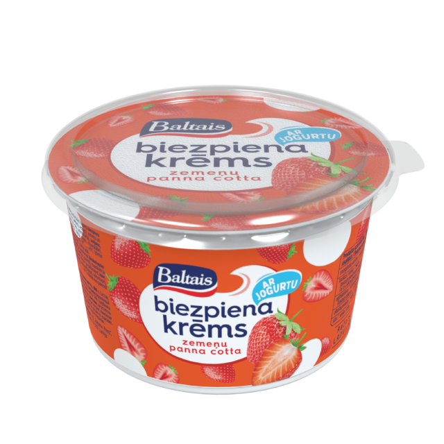 Baltais Biezpiena krēms. Zemeņu panna cotta, 400g