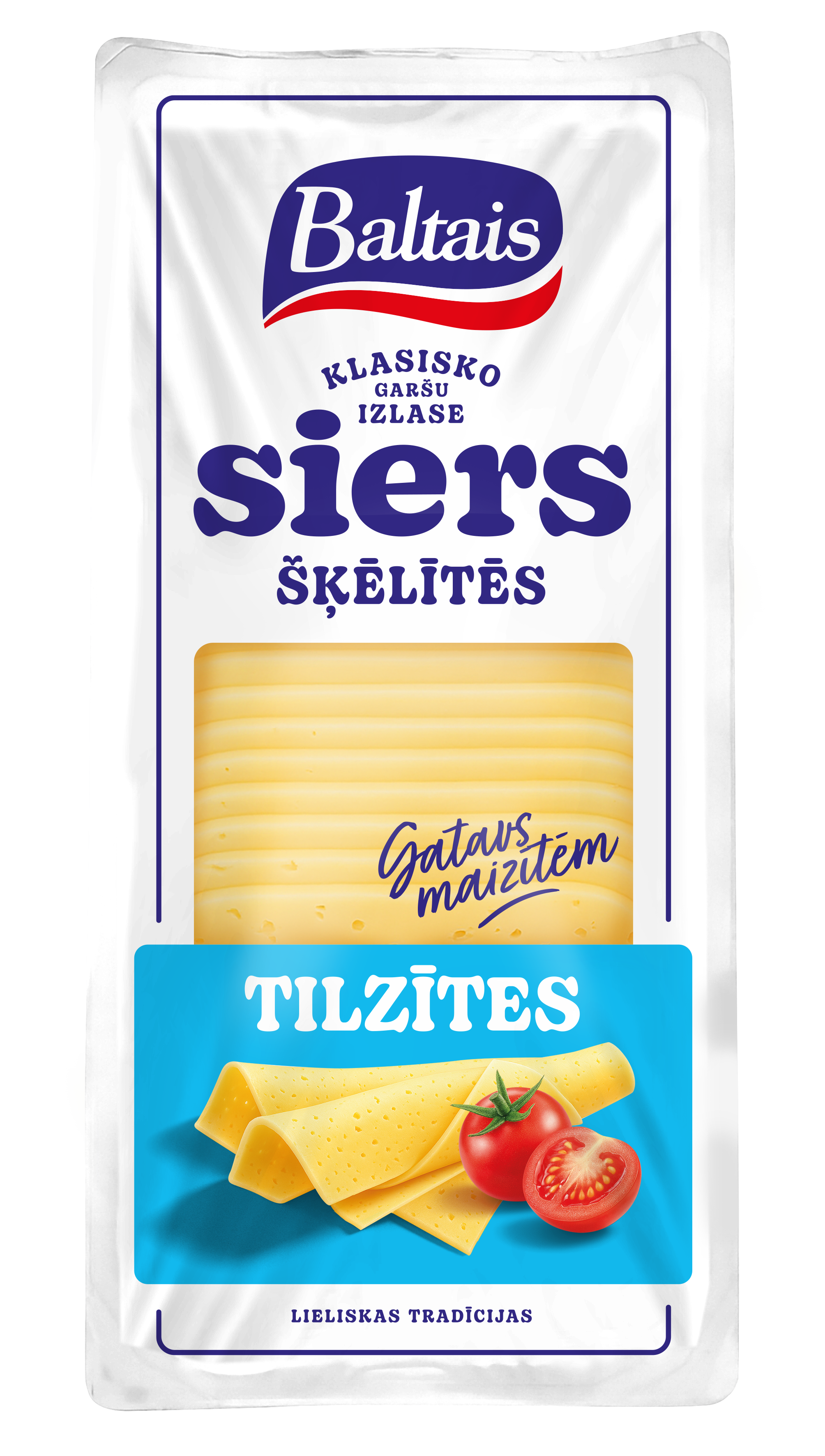 Baltais Siers Tilzītes šķēlītēs, 500g