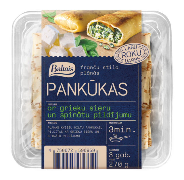 Baltais Pankūkas ar grieķu siera un spinātu pildījumu, 270g
