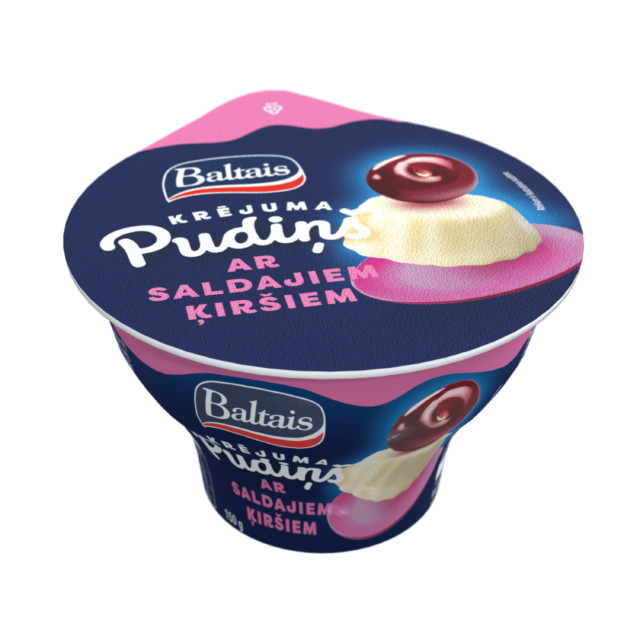 Baltais Krējuma pudiņš ar saldajiem ķiršiem, 150g