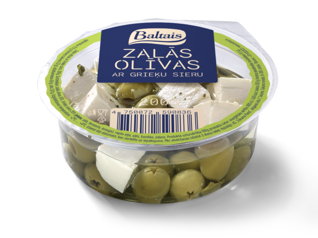 Baltais Zaļās olīvas ar Grieķu sieru, 200g