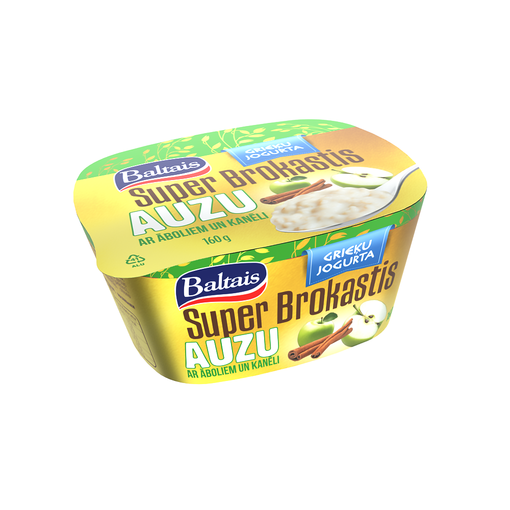 Baltais Super Brokastis Grieķu jogurts ar auzām, āboliem un kanēli, 160g