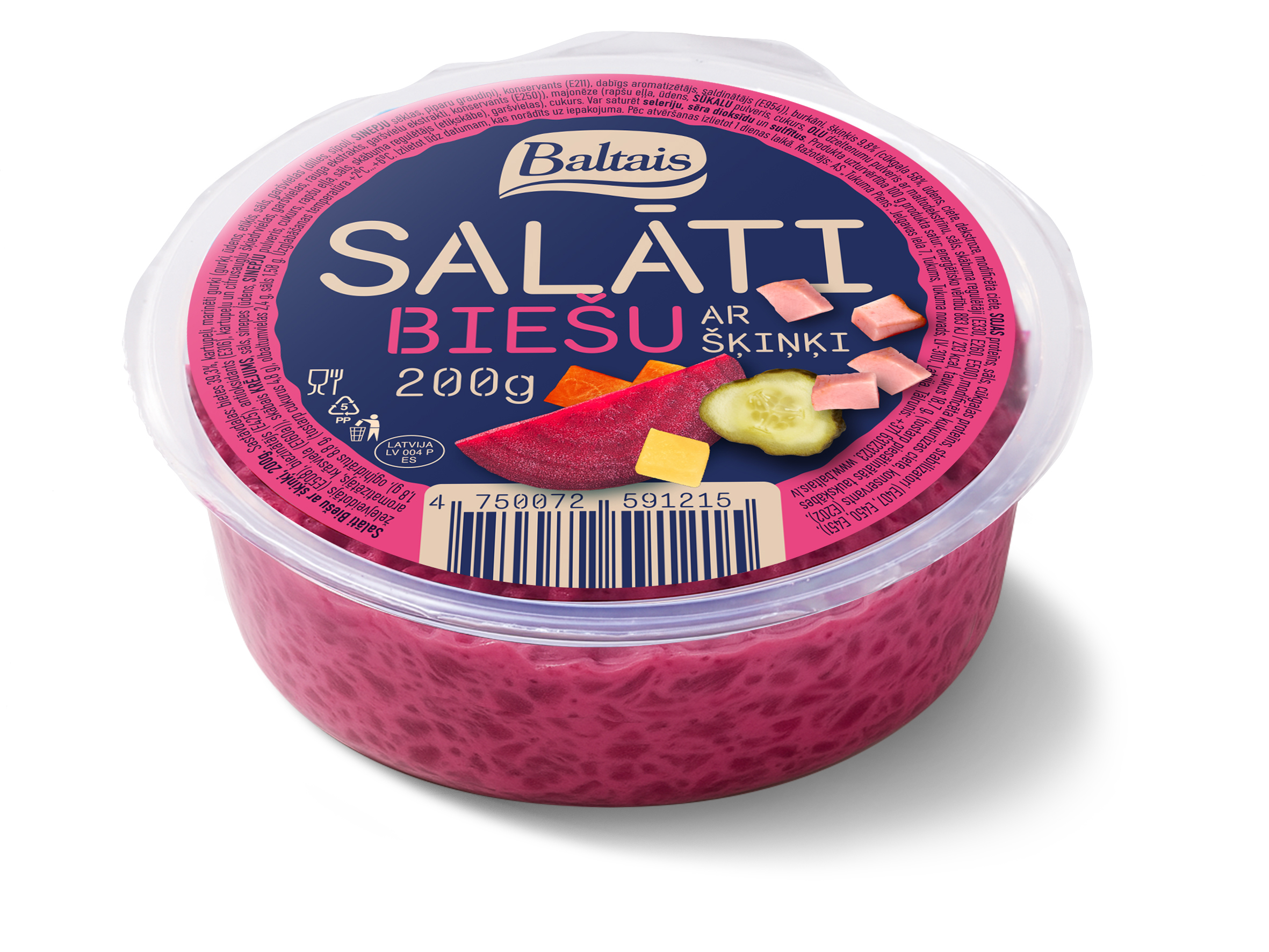 Baltais Salāti biešu ar šķiņķi, 200g