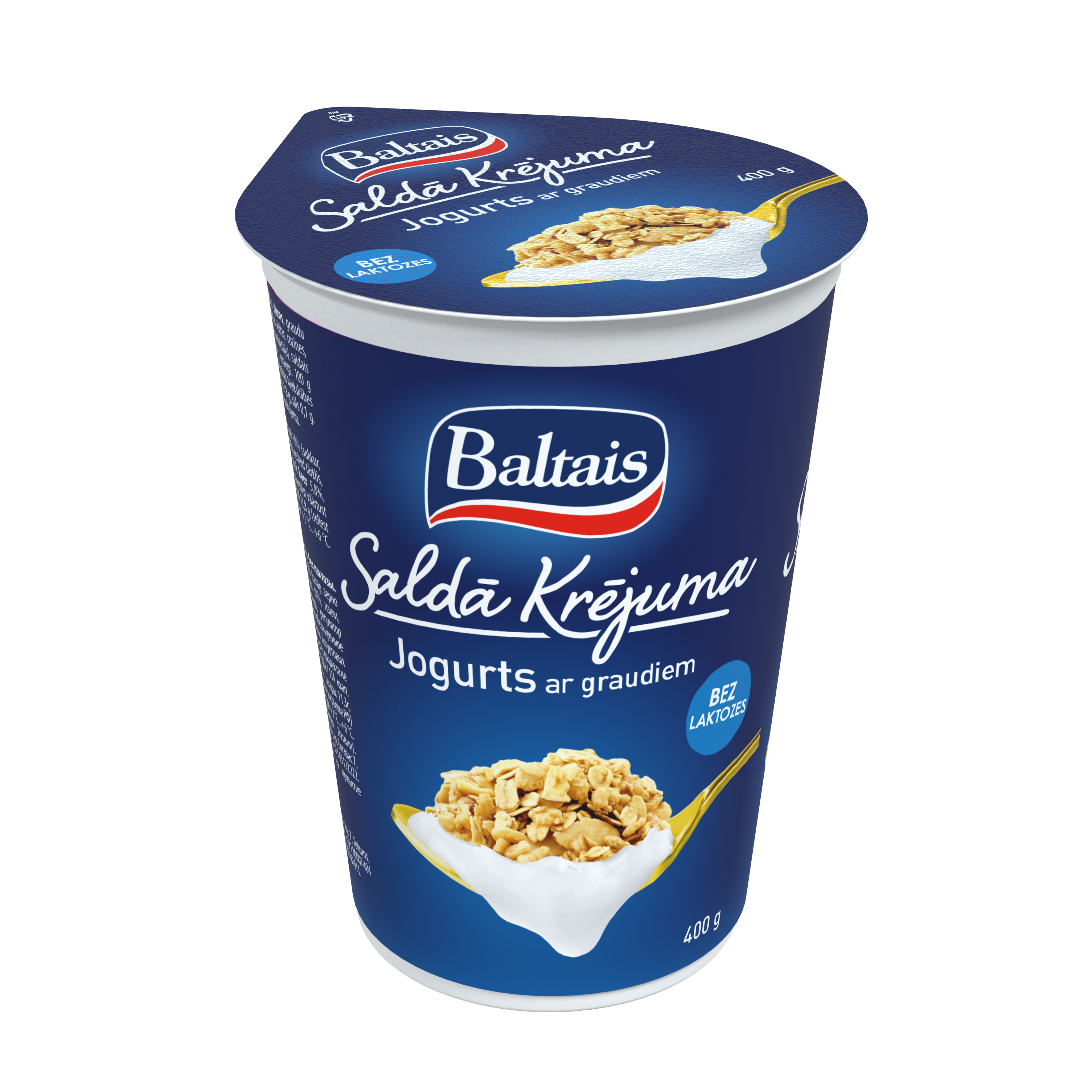 Baltais Saldā Krējuma jogurts ar graudiem, 400g