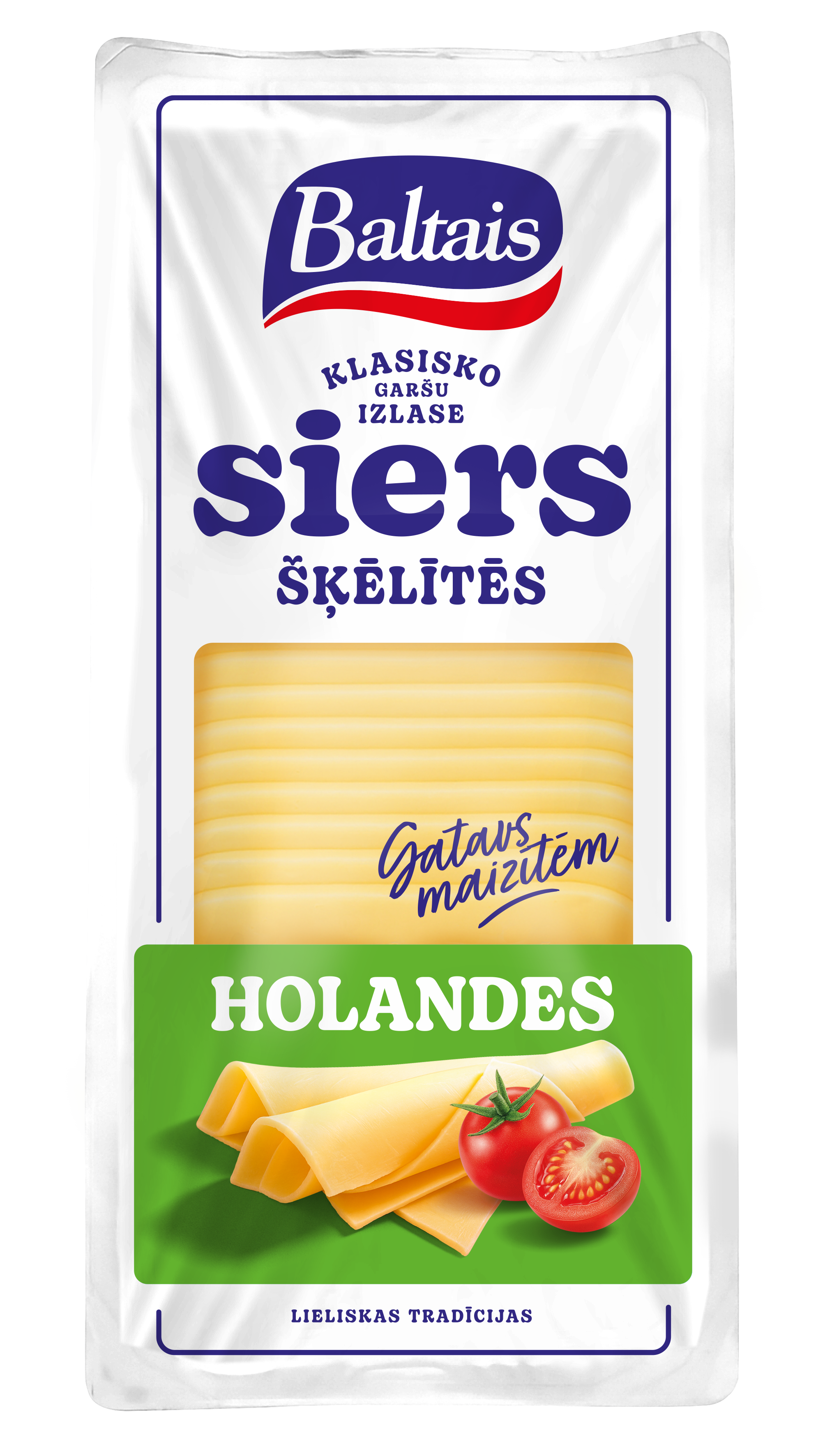 Baltais Siers Holandes šķēlītēs, 500g