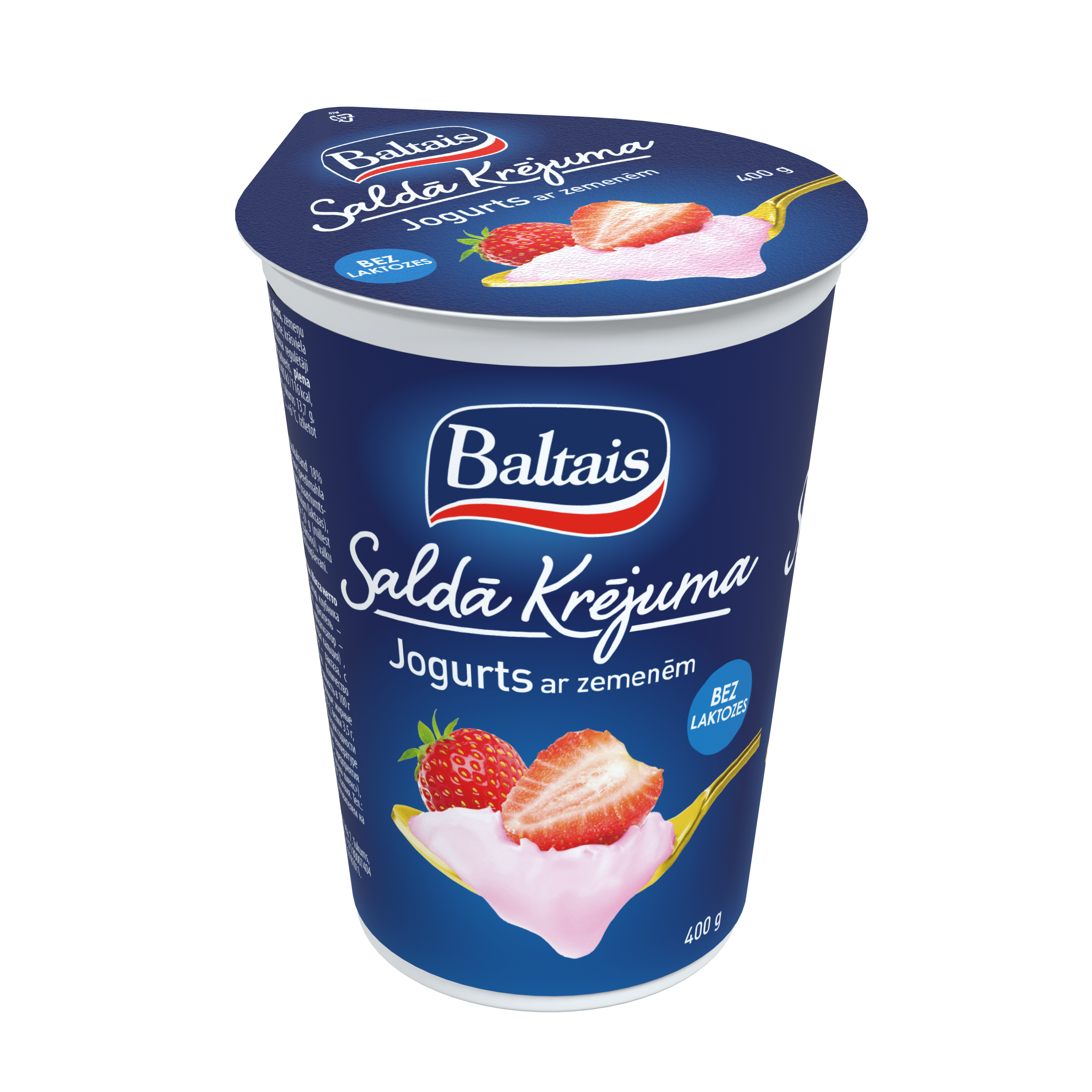 Baltais Saldā krējuma jogurts ar zemenēm, 400g