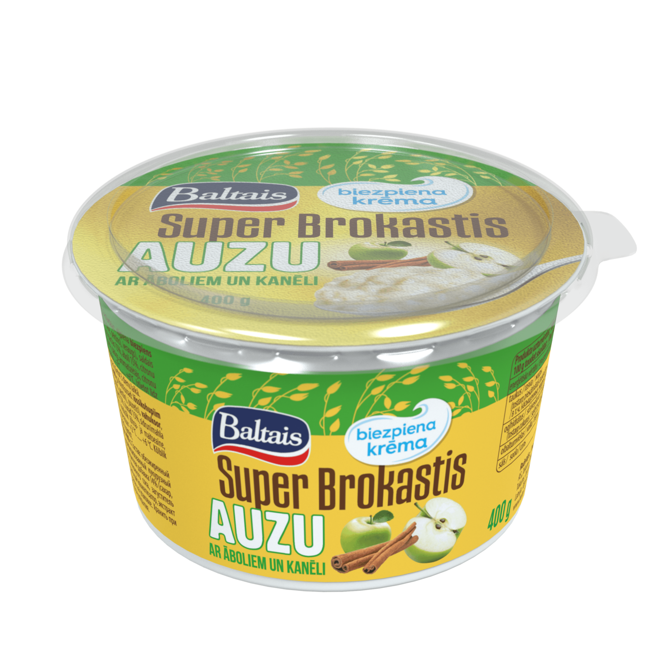 Baltais Super Brokastis Biezpiena krēms Auzu ar āboliem un kanēli, 400g