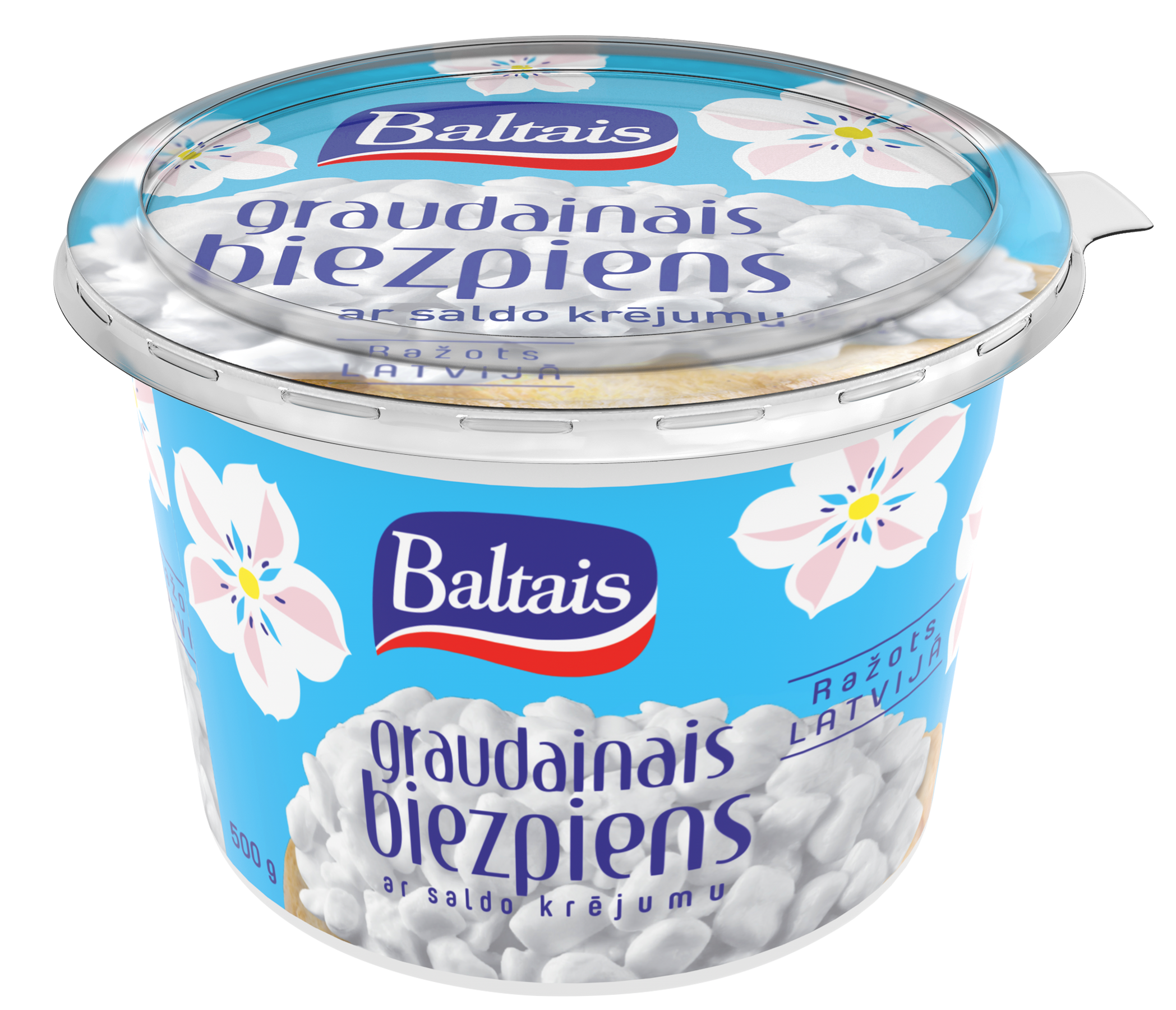 Baltais Graudainais biezpiens ar saldo krējumu, 500g