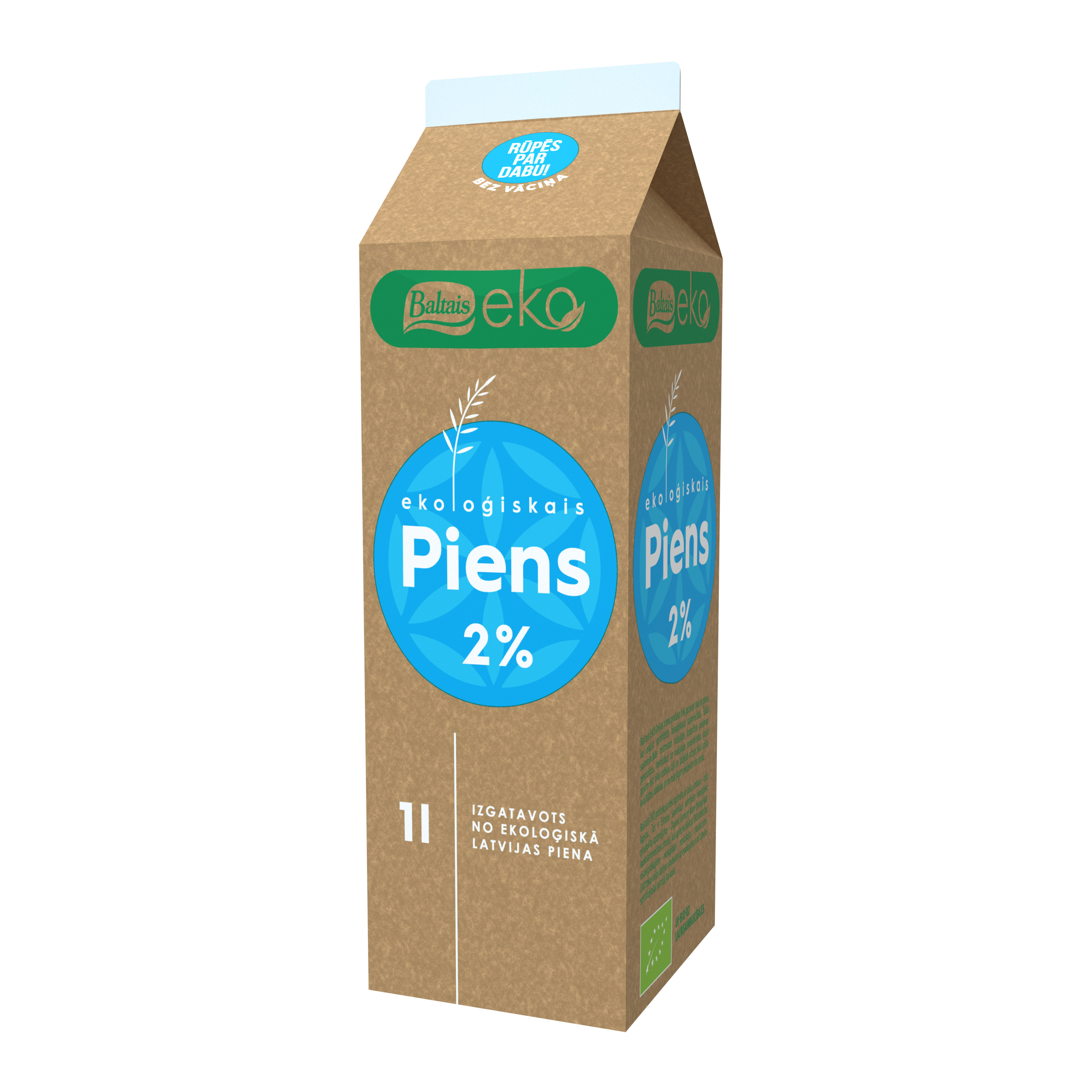 Baltais Eko piens 2%, 1l