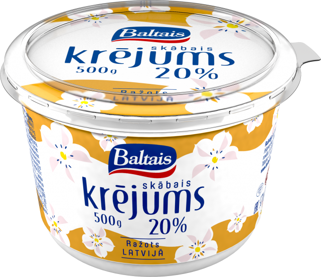 Baltais Skābais krējums 20%, 500g