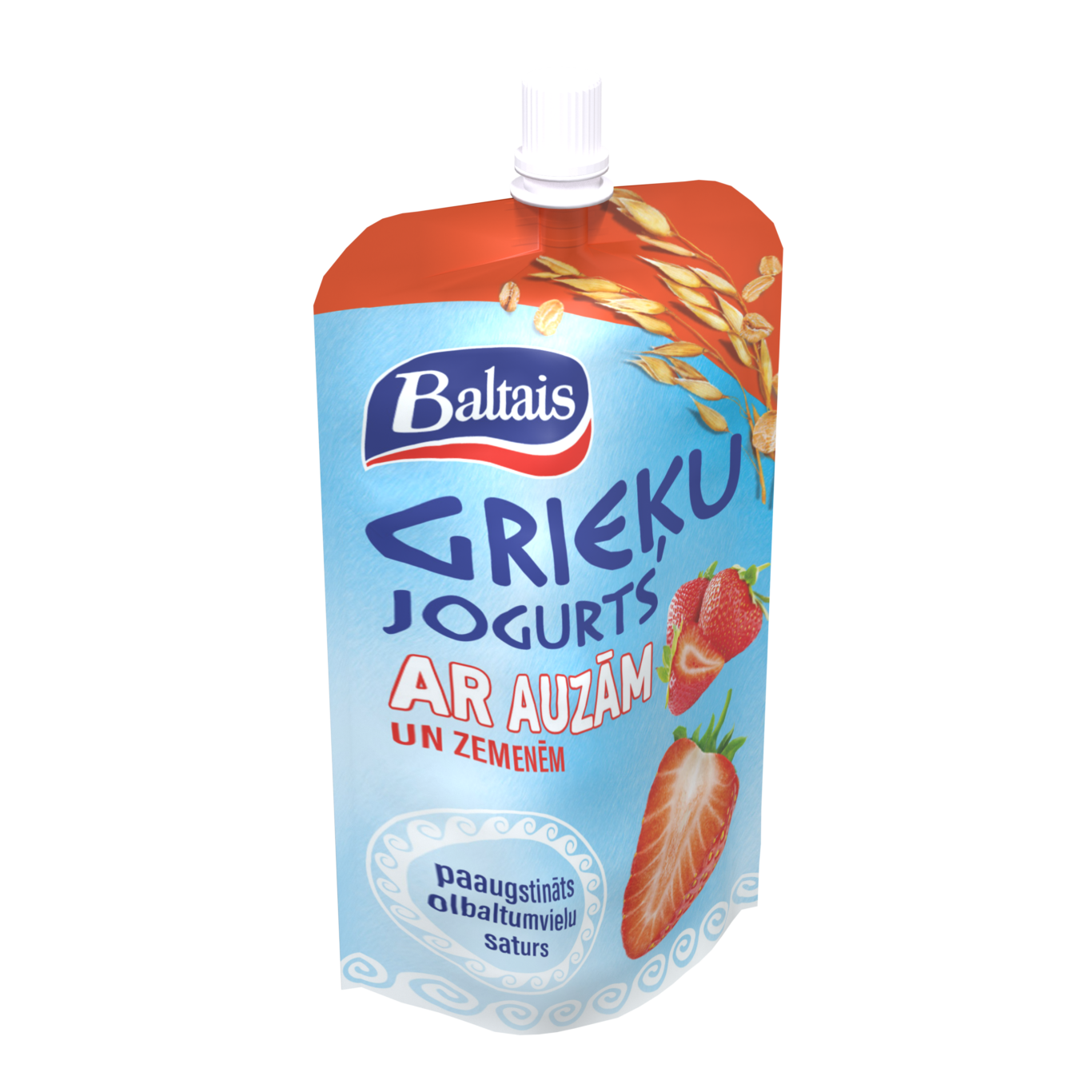 Baltais Grieķu jogurts ar auzām un zemenēm, 180g